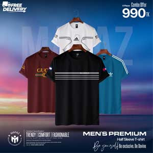 4pis 990 Tk Combo Offer Premium Short Sleeve T-Shirt