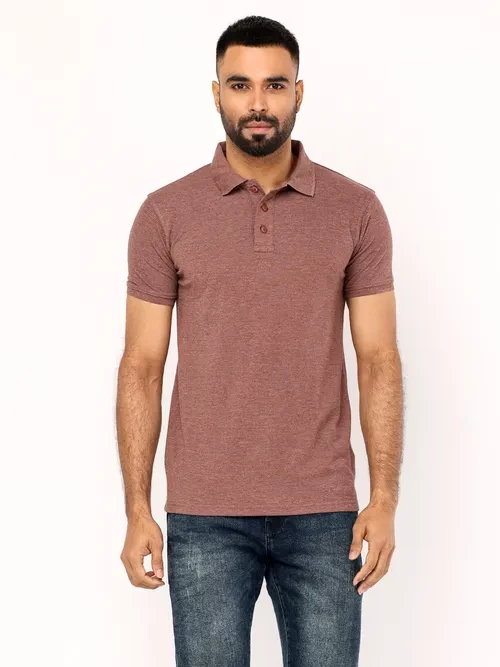 Brown Mixed Cotton Polo Shirt